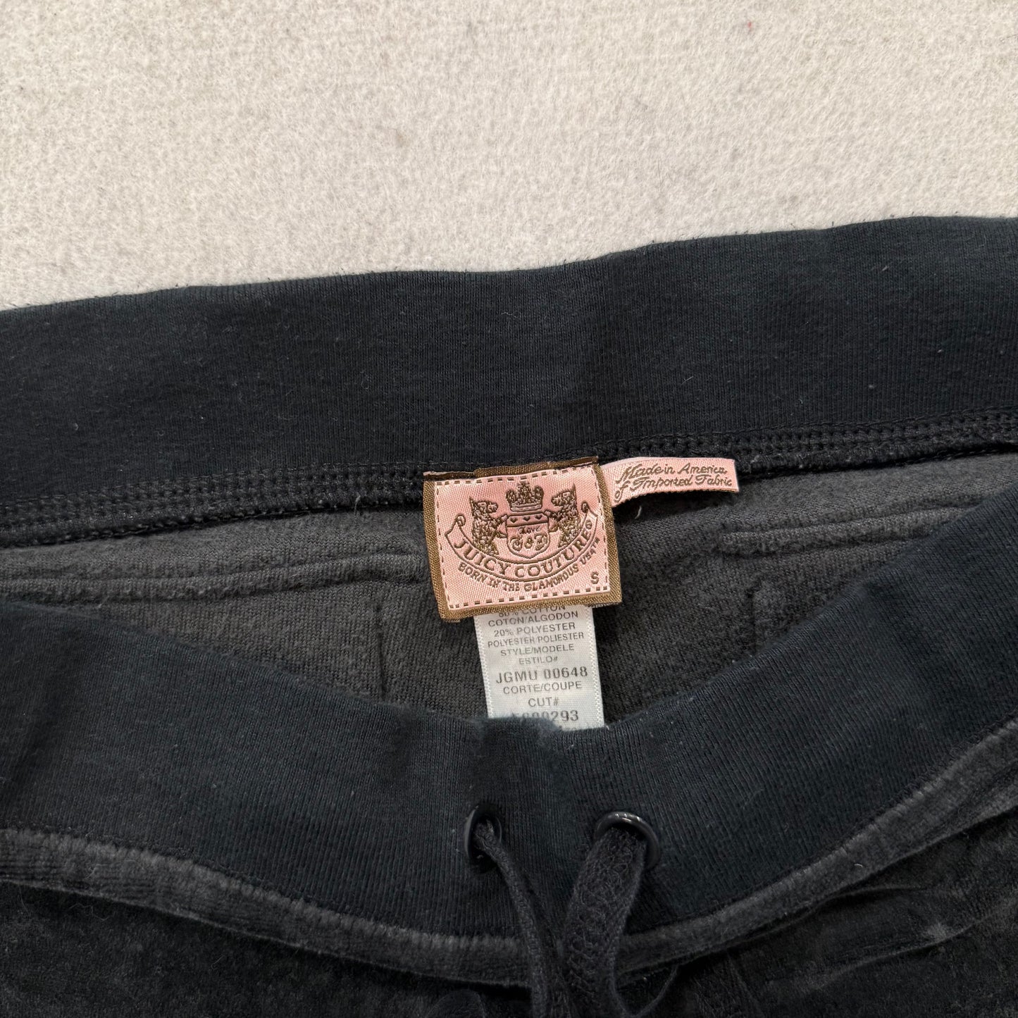 Vintage Juicy Couture Women's Charcoal Velour Flared Track Pants Pockets Size S