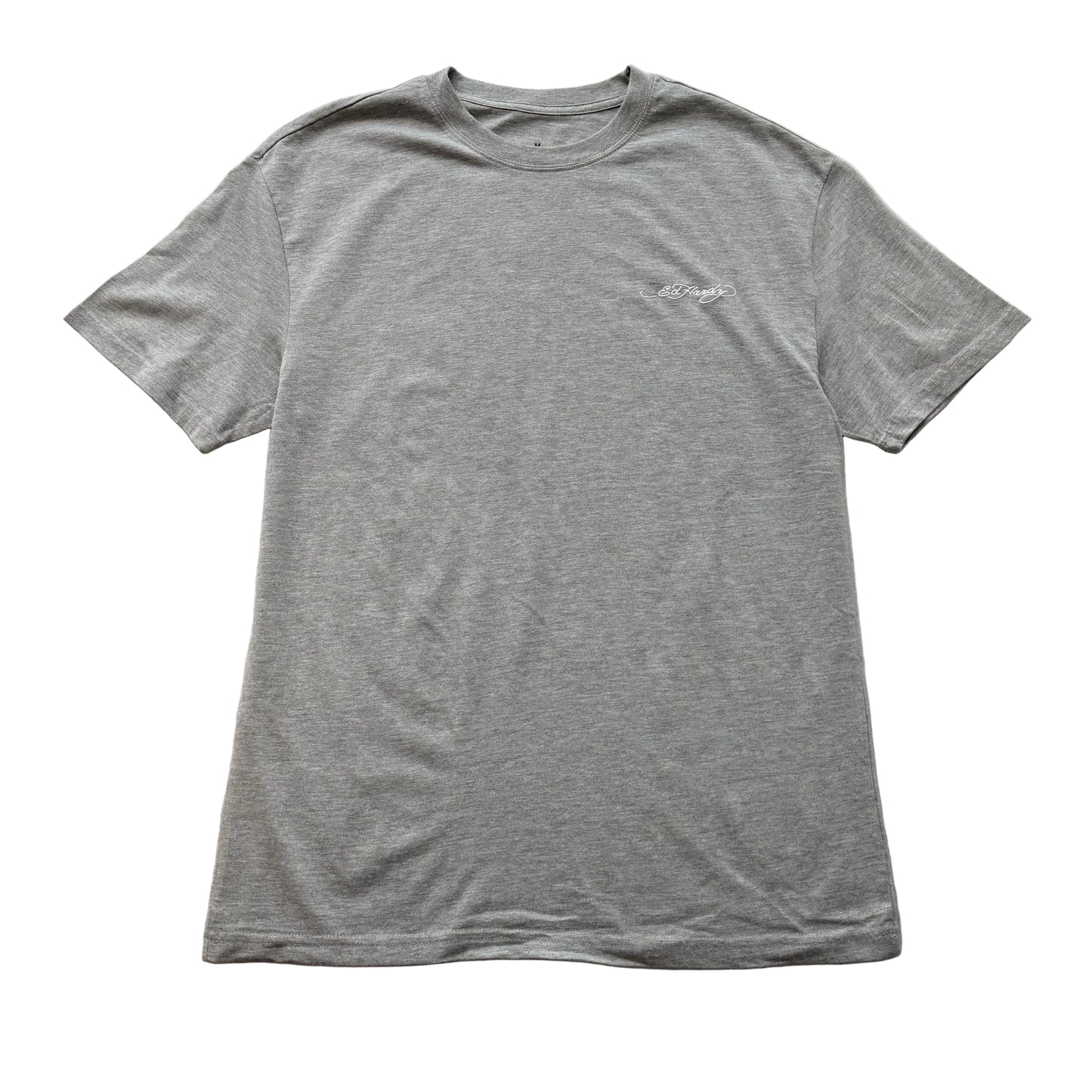 ED HARDY WHITE EMBROIDERED GREY TEE