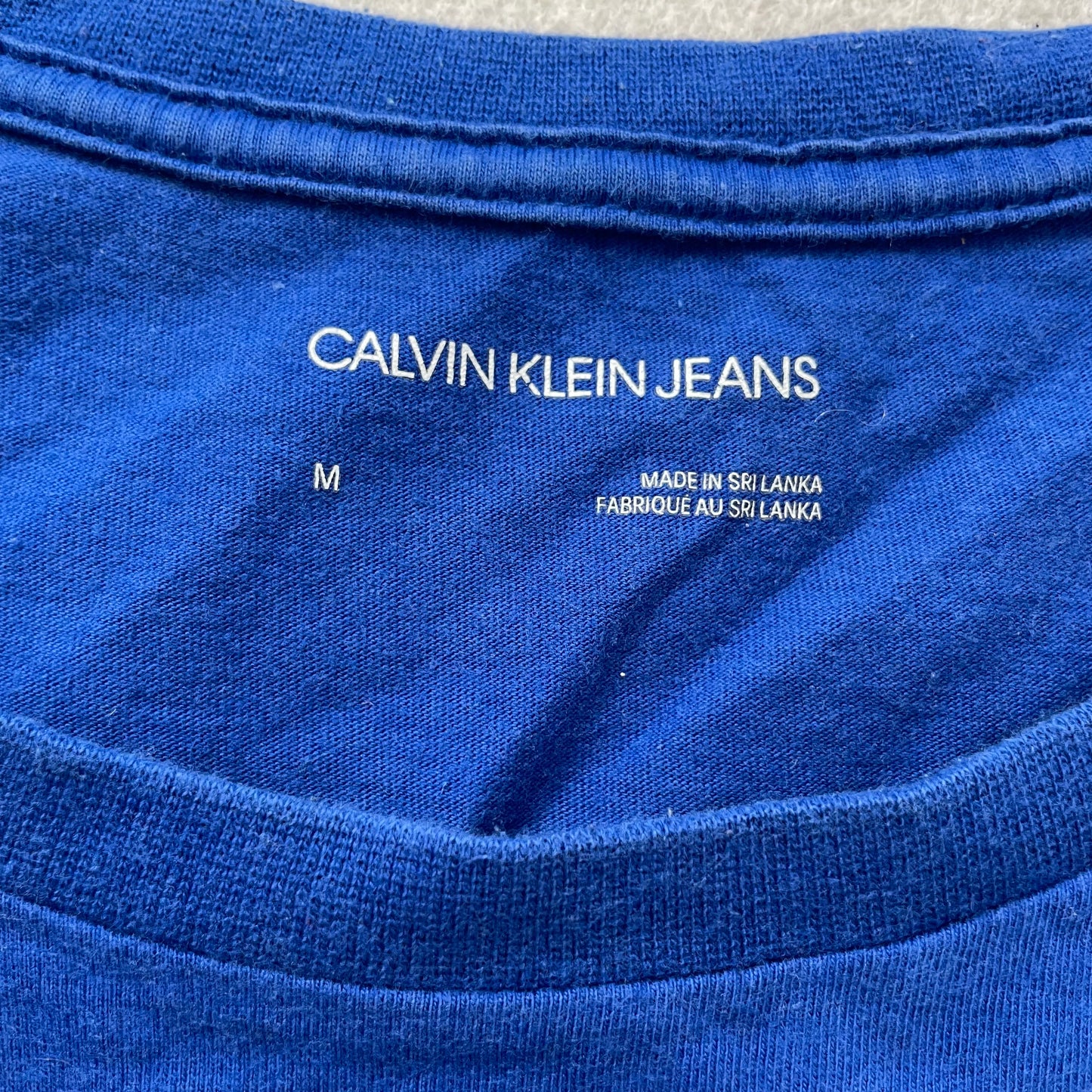Calvin Klein Men's Blue Cotton T-Shirt Short Sleeve Crewneck Graphic Logo Size M