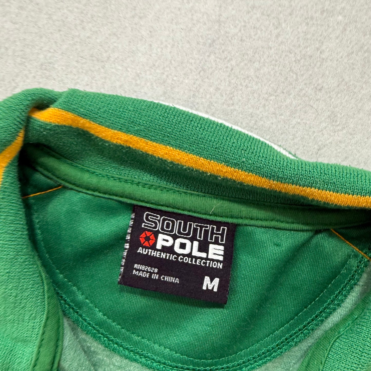 South Pole Men's Green Yellow Striped Full-Zip Track Jacket Hip Hop Y2K Size M