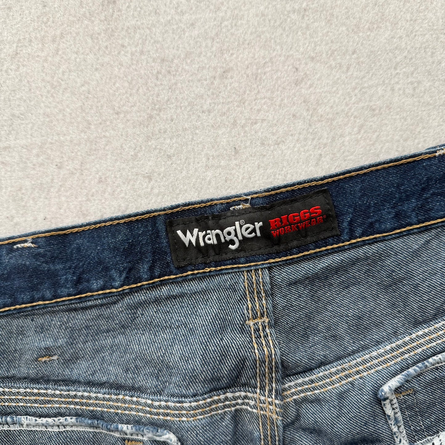 Wrangler Men's Blue Riggs Workwear Carpenter Denim Jeans Utility Pockets Size 36x32