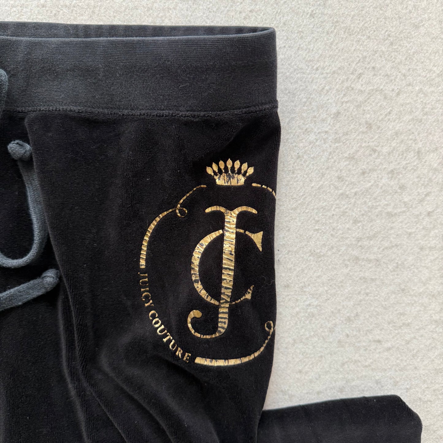 Juicy Couture Women's Jet Black Velour Flared Track Pant Loungewear Logo Size M