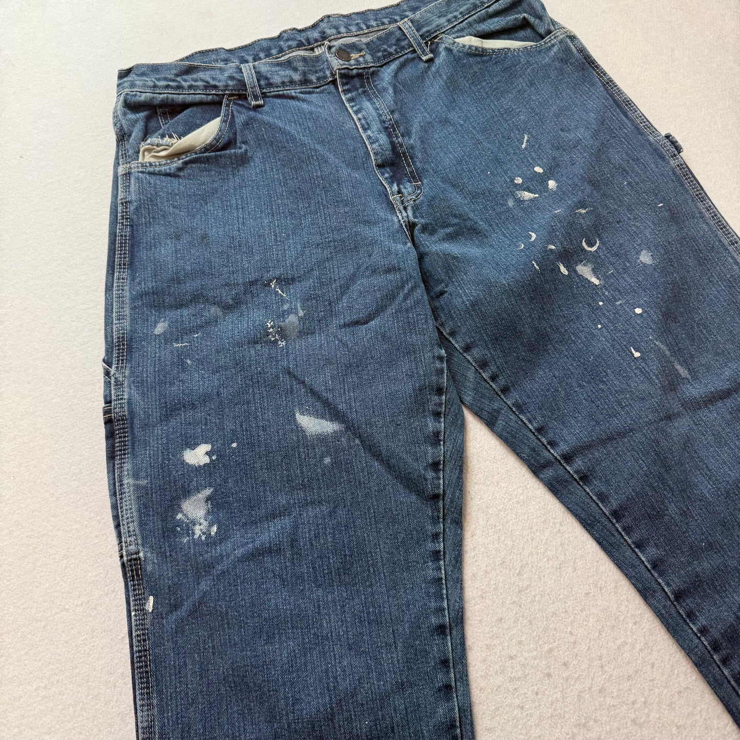 Dickies Men's Blue Denim Carpenter Jeans Pockets Workwear Relaxed Fit Size 36x30