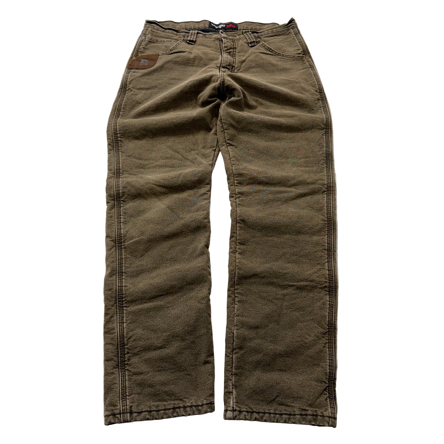 Wrangler Riggs Workwear Mens Brown Canvas Pants Fleece Lined Heavyweight Size 32