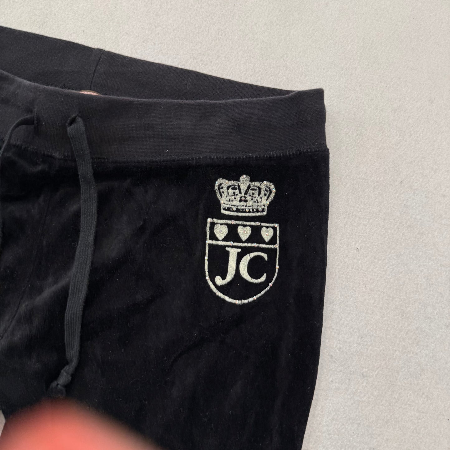 Vintage Juicy Couture Women Black Velour Tracksuit Sets Hoodie & Pant Y2k Size S