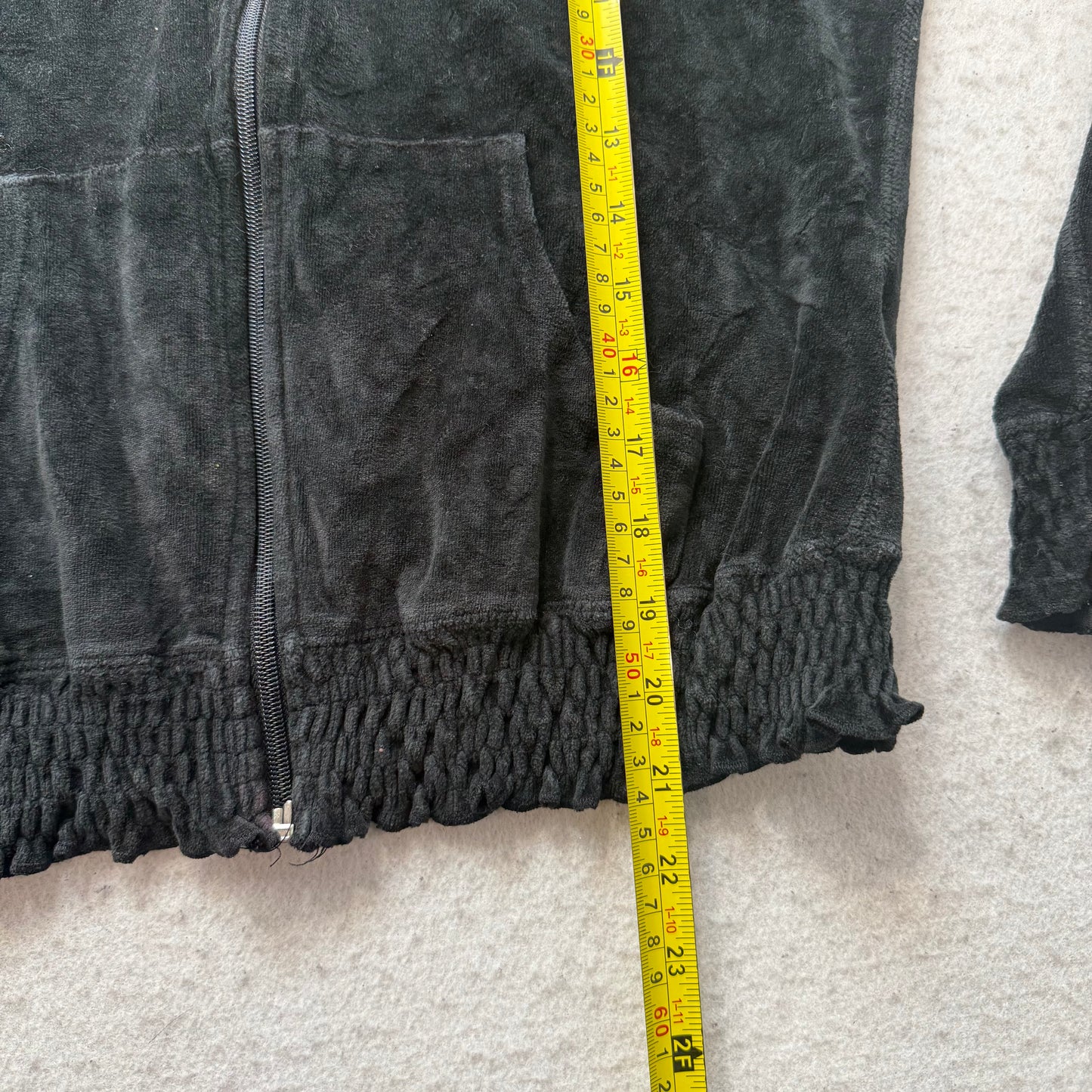 Juicy Couture Women's Black Velour Full Zip Hoodie Loungewear Pocket Y2k Size XL