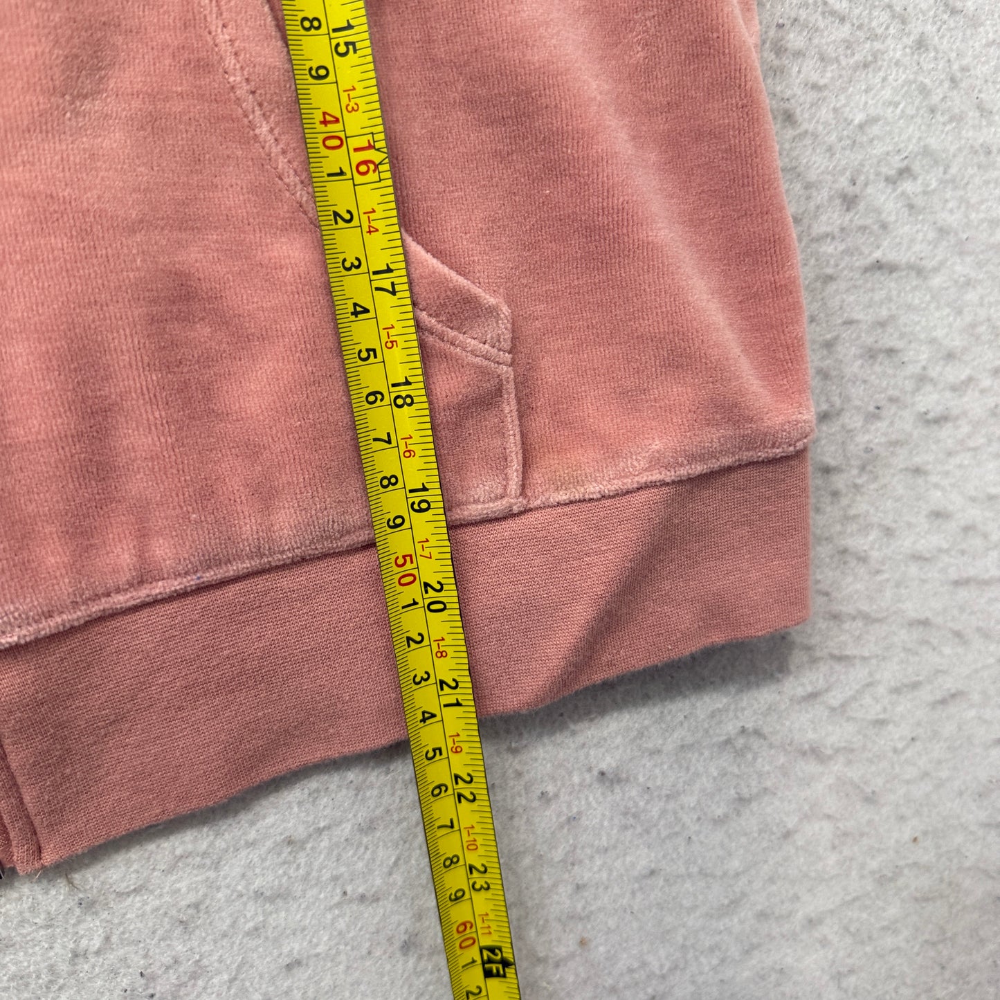 Juicy Couture Women's Dusty Rose Velour Zip-Up Hoodie Pockets Drawstring Size M