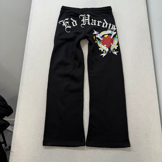 ED HARDY “Love kills Slowly” BLACK FLARE PANTS