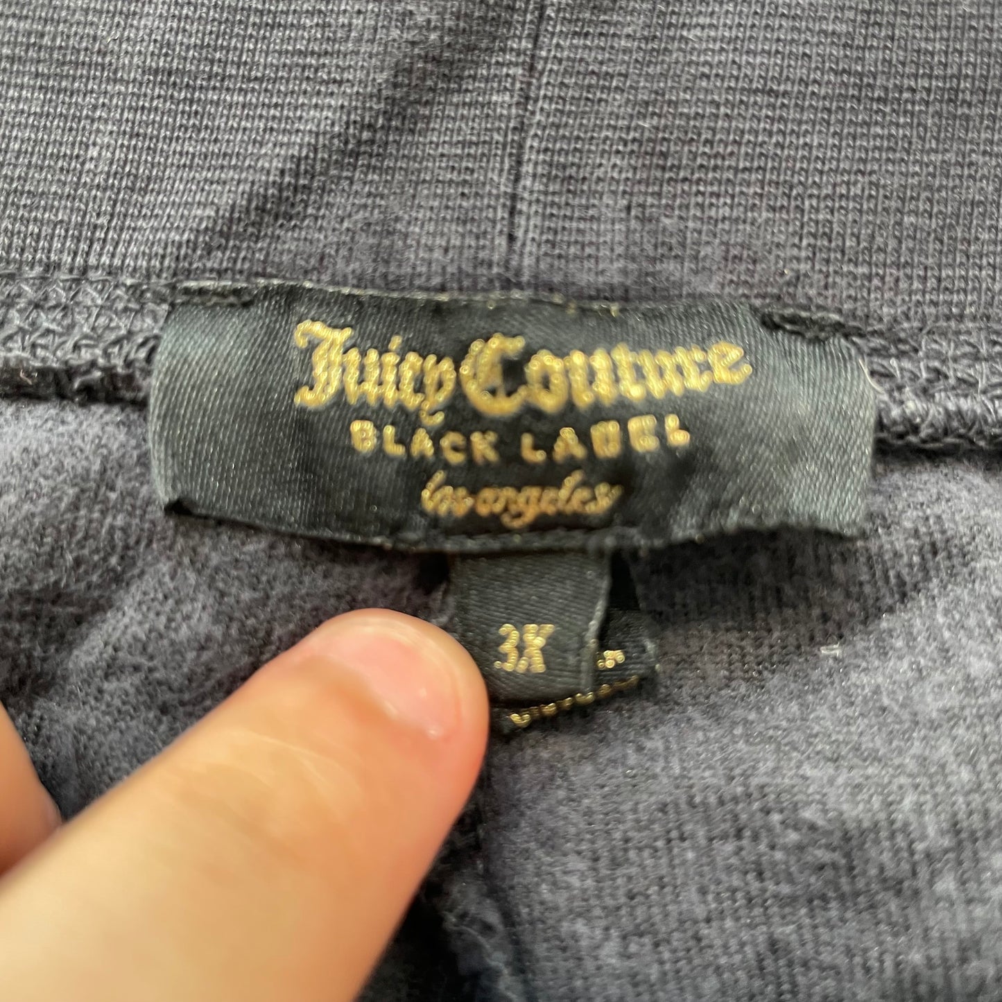 Juicy Couture Black Label Womens Navy Velour Wide Track Pants Loungewear Size 3X