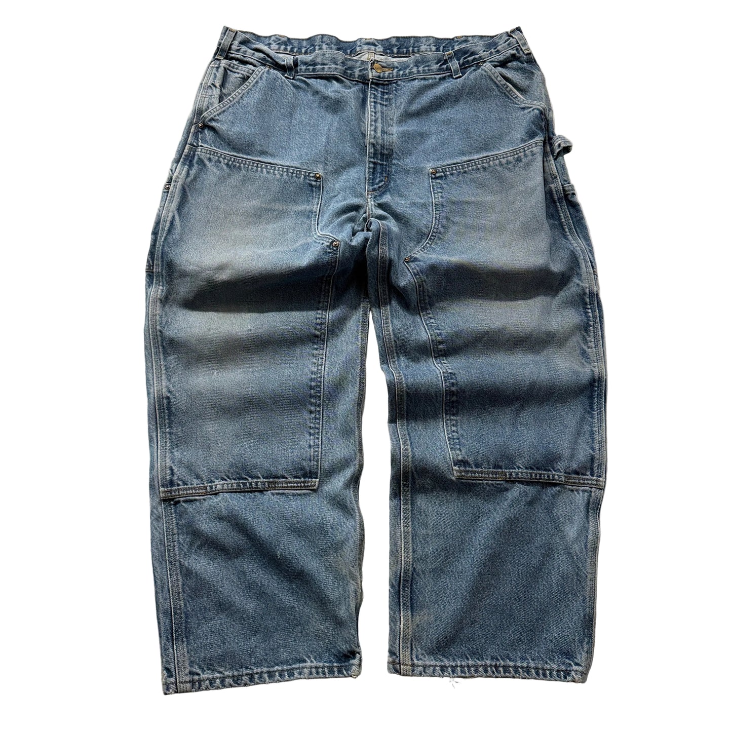 Carhartt Men's Blue Double-Front Logger Denim Jeans Pockets Zip-Fly Size W42