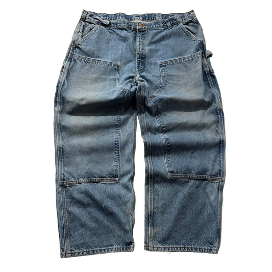 Carhartt Men's Blue Double-Front Logger Denim Jeans Pockets Zip-Fly Size W42