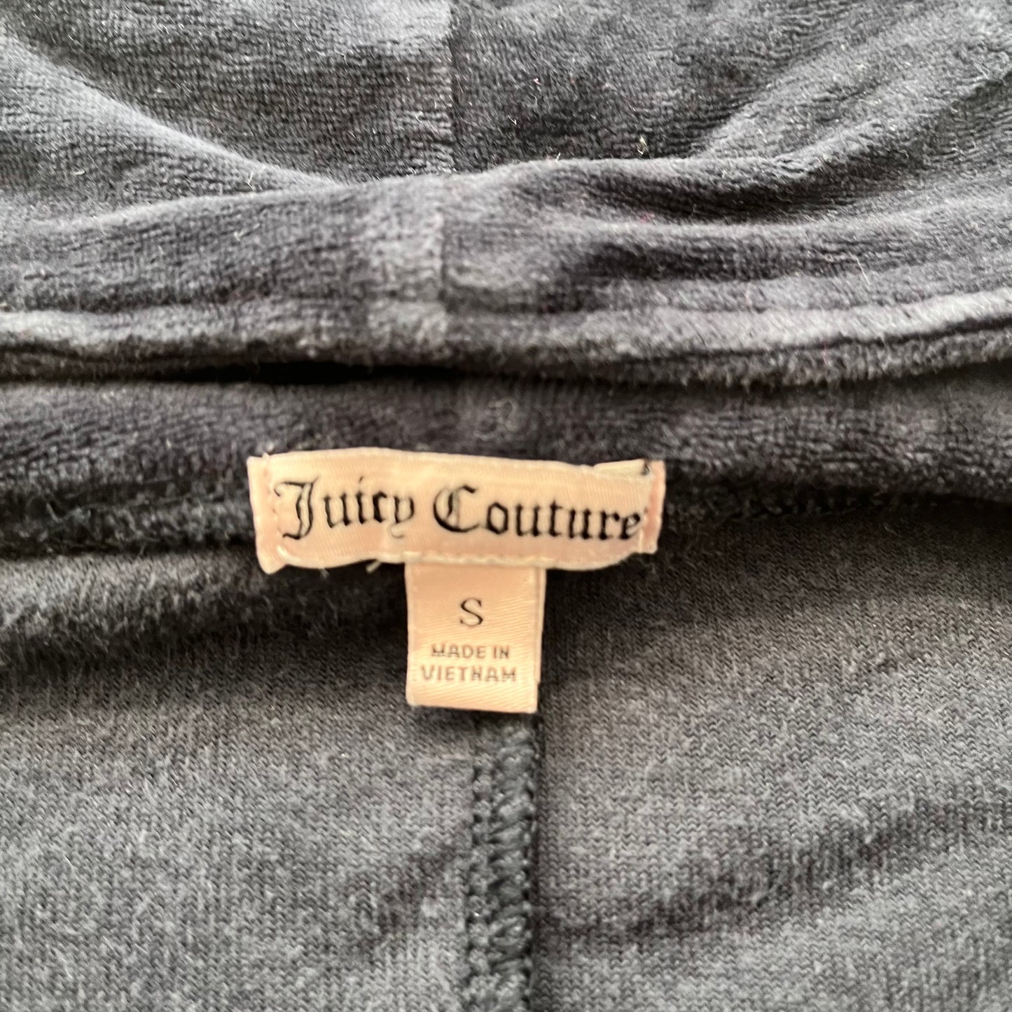 Juicy Couture Women's Charcoal Gray Velour Zip-Up Hoodie Loungewear Pockets - S