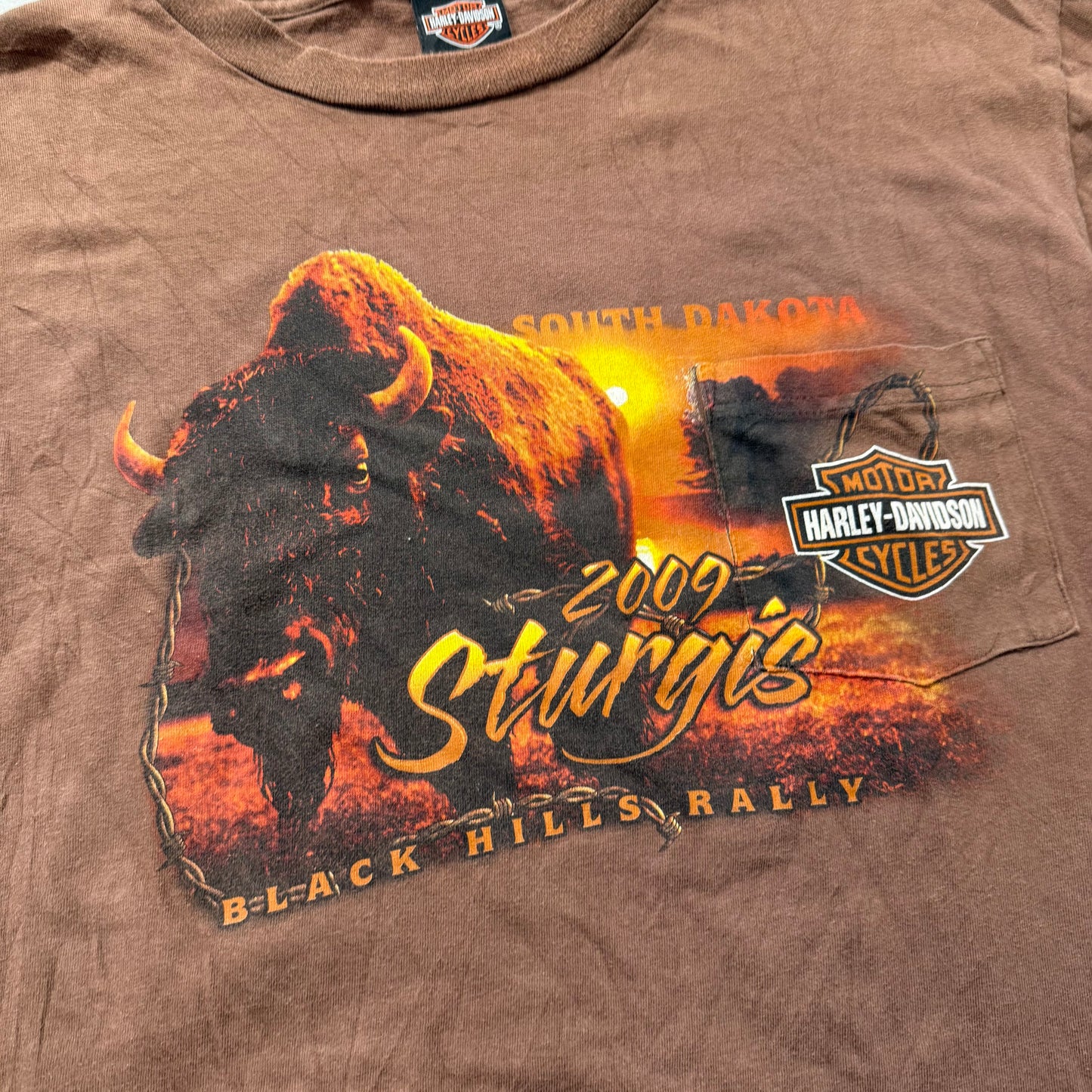 Harley-Davidson Men's Brown Cotton T-Shirt Crew Neck Graphic Streetwear Size XL