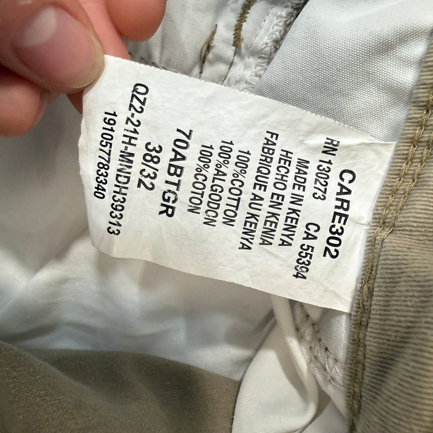 Wrangler Men's Khaki Cotton Relaxed Fit Cargo Pants Distressed Pocket Size 38x32