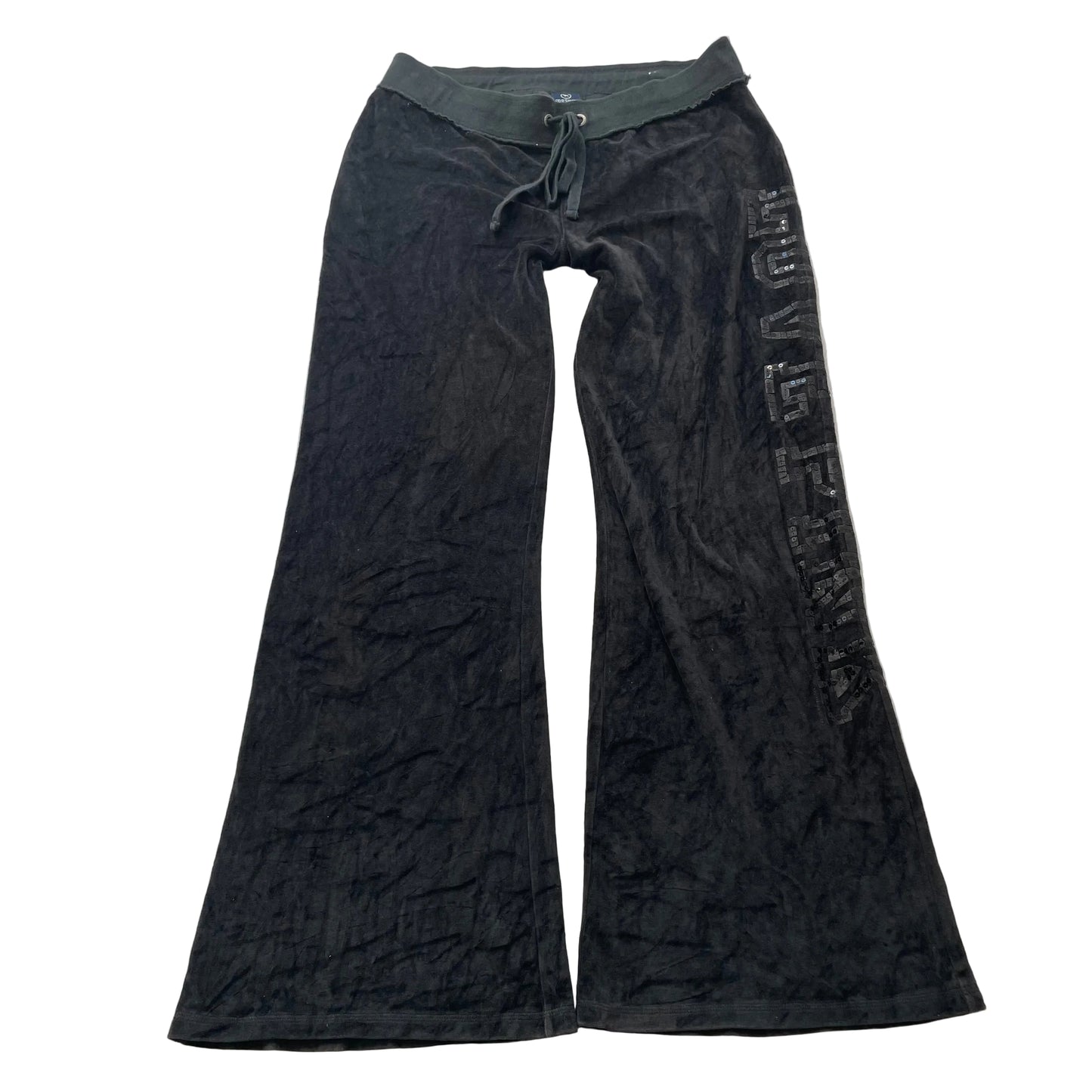 Victoria's Secret PINK Women's Black Velour Flared Track Pant Loungewear Size L