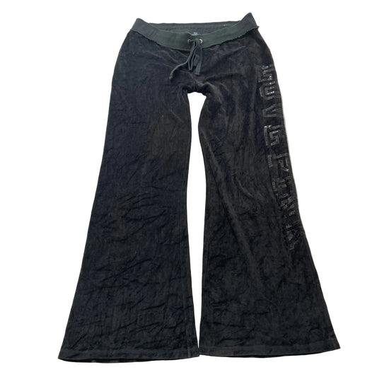 Victoria's Secret PINK Women's Black Velour Flared Track Pant Loungewear Size L