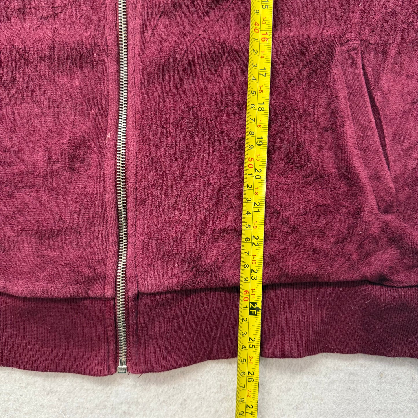 Bebe Sport Women's Burgundy Velour Zip-Up Track Jacket Embroidered Logo Size XL