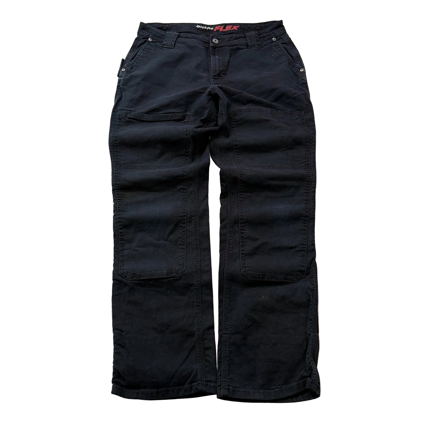 Dickies Flex Mens Black Canvas Carpenter Work Pants Double-Front Pockets Size 33