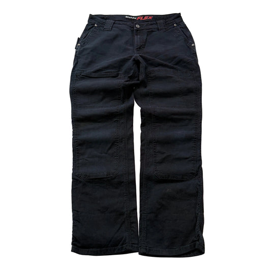 Dickies Flex Mens Black Canvas Carpenter Work Pants Double-Front Pockets Size 33