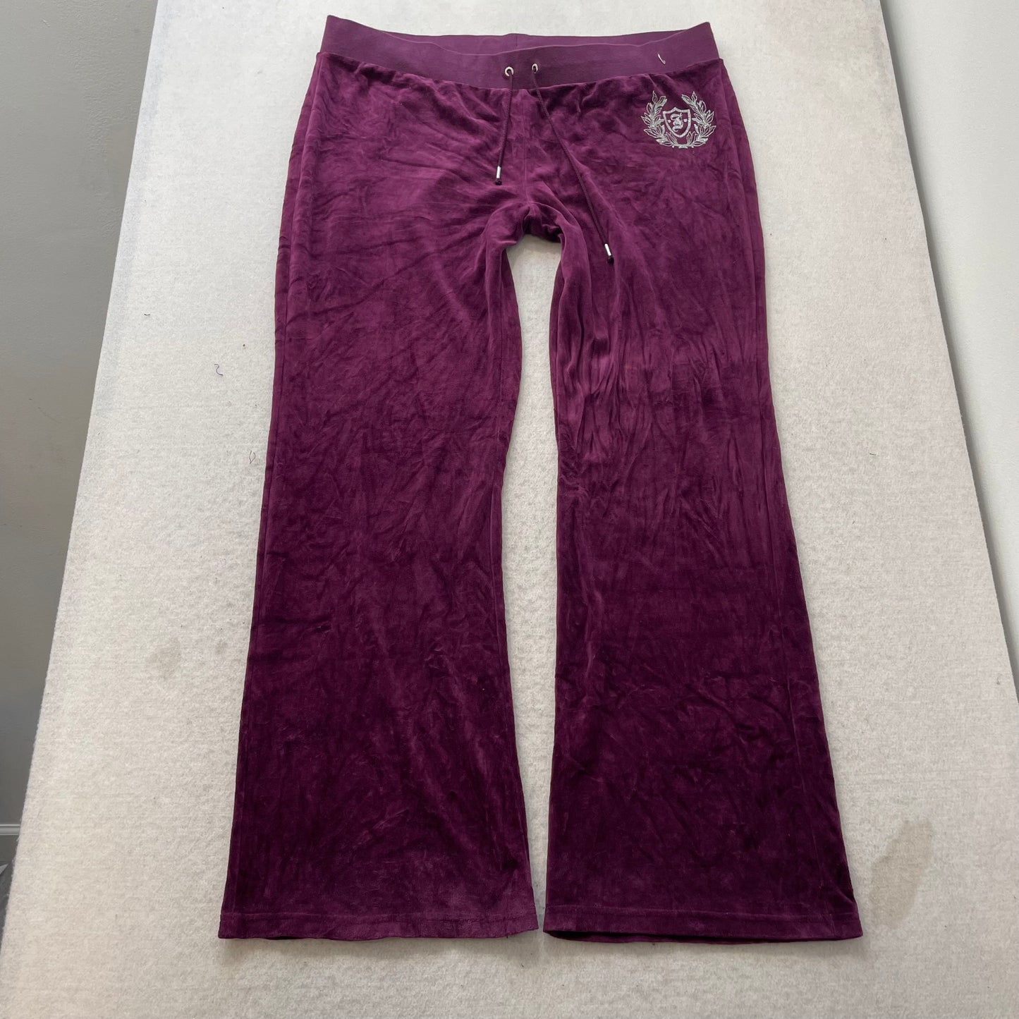 Juicy Couture Deep Purple Velour Tracksuit Set Rhinestone Graphic Logo Size M/XL