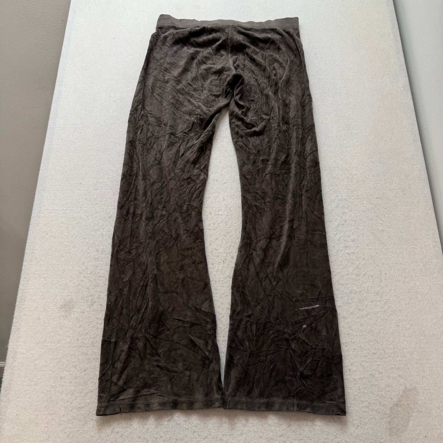 Vintage Juicy Couture Women Brown Velour Flare Leg Track Pants Drawstring Size S