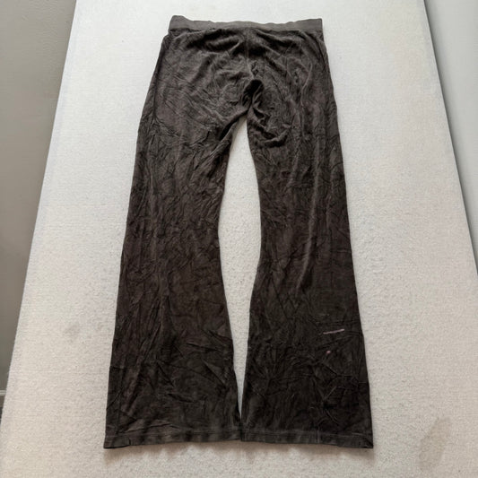 Vintage Juicy Couture Women Brown Velour Flare Leg Track Pants Drawstring Size S