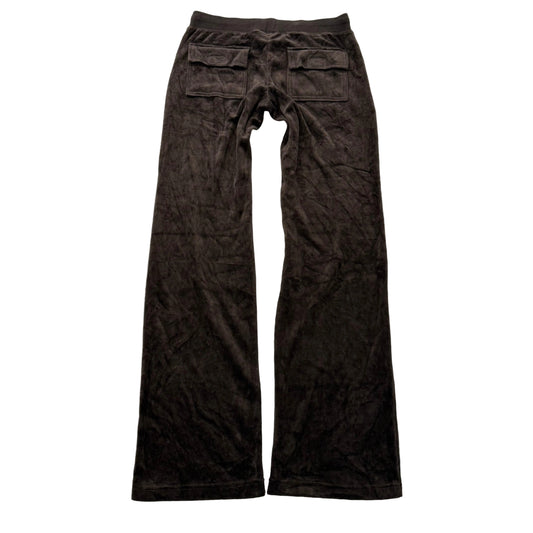 Juicy Couture Black Velour Flared Track Pants Back Pockets Drawstring Size S