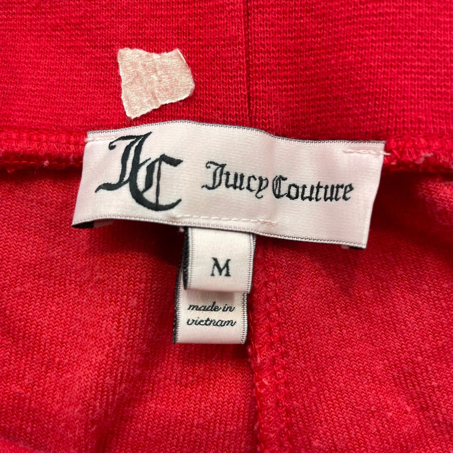 Juicy Couture Scottie Dogs Women's Red Velour Tracksuit Set Hoodie & Pant Size M