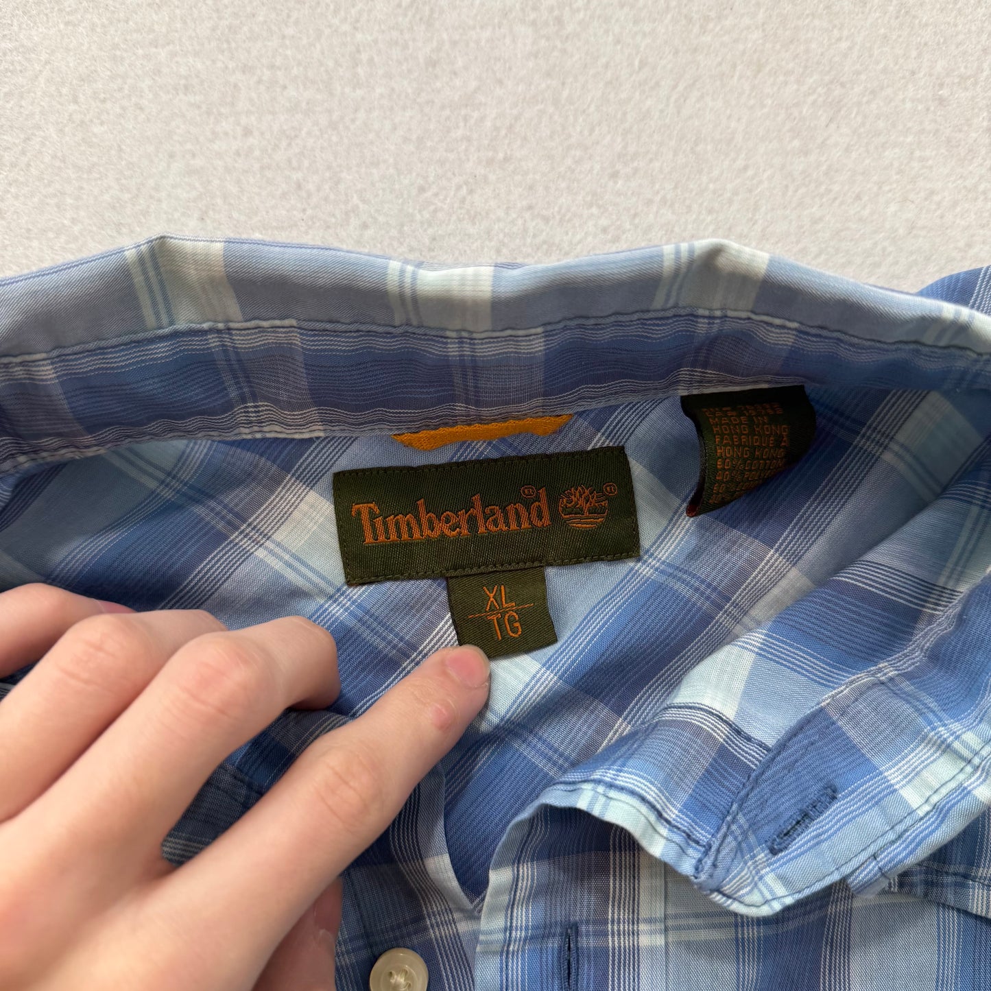 Timberland Blue Plaided Button-Down Shirt Short-Sleeve Casual Fit Size XL