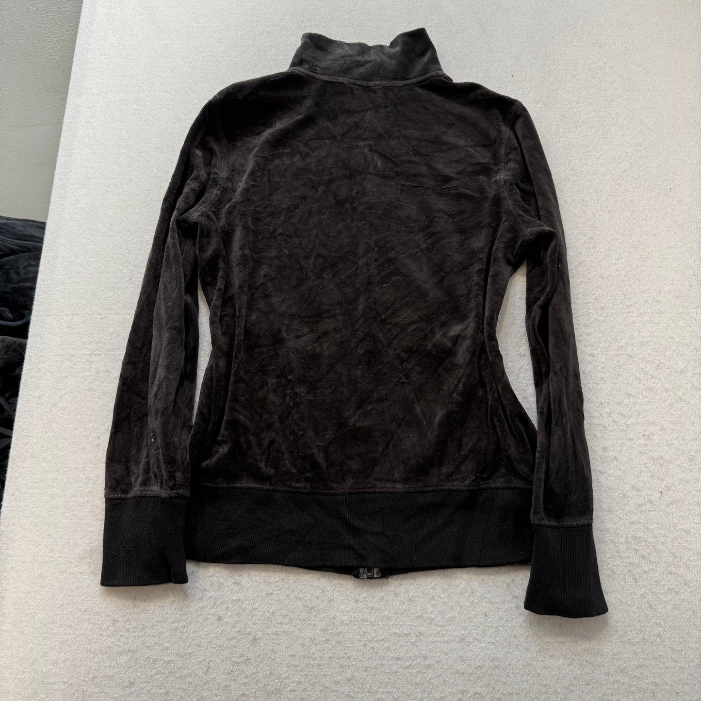 Vintage Juicy Couture Women's Charcoal Velour Tracksuit Set Jacket & Pant Size L