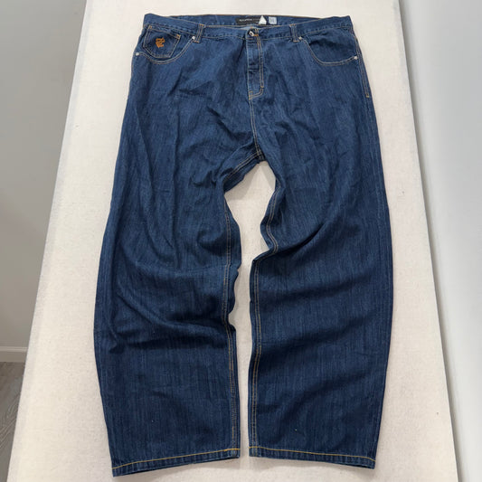 Rocawear Blue Baggy Regular Fit Denim Jeans Embroidered Back Pockets Size 46