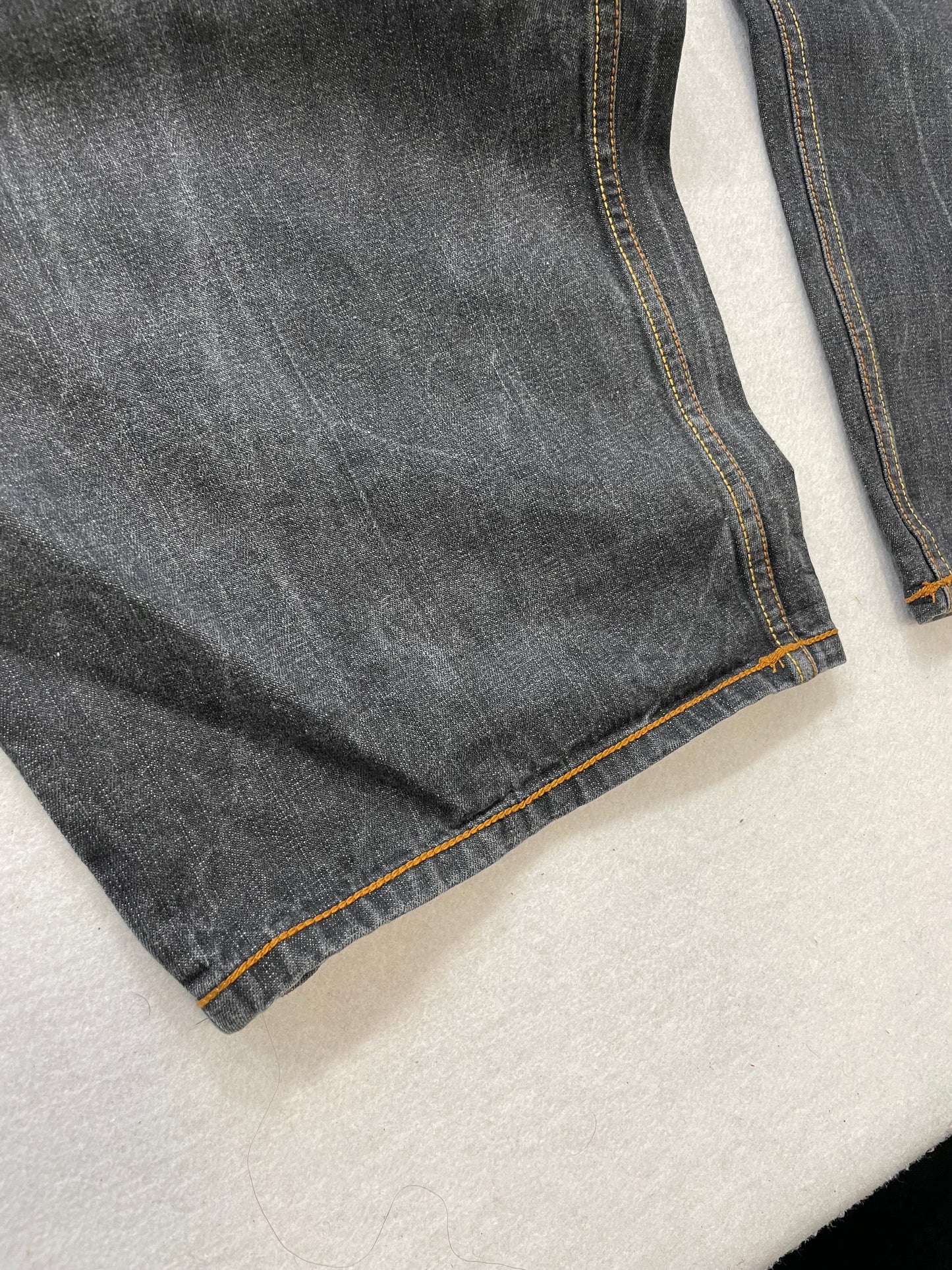 Rocawear Black Denim Jeans Straight Leg Embroidered Logo Back Pocket Size 48