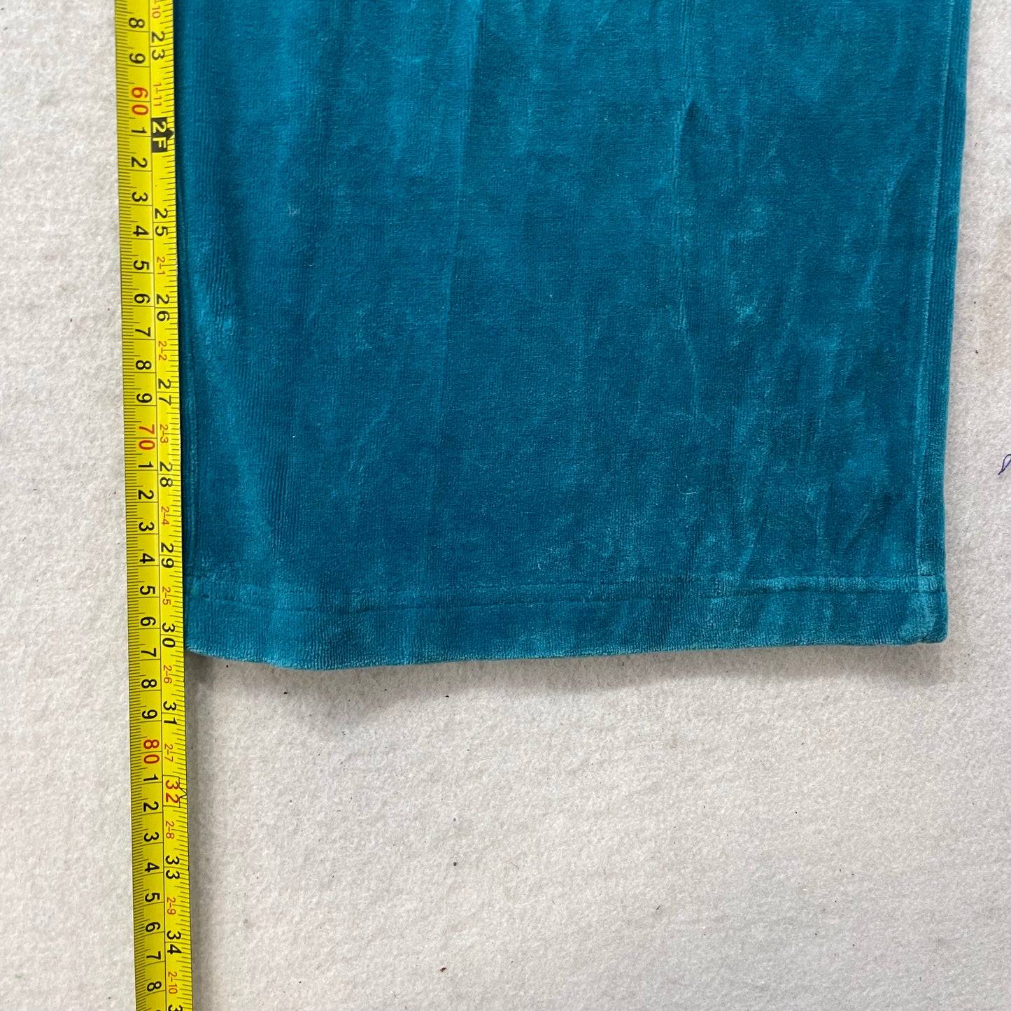 Juicy Couture Women Teal Blue Velour Flare Track Pant Drawstring Relaxed Size XL