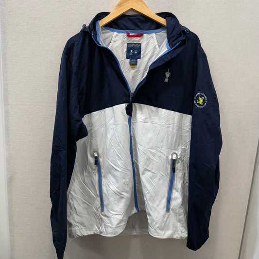 Polo Golf Ralph Lauren Navy White Hooded Windbreaker Jacket US Open Size XL