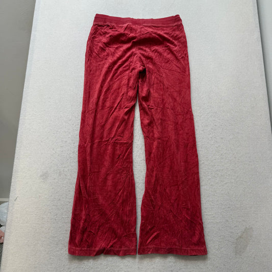 Vintage Juicy Couture Womens Brick Red Velour Flare Track Pant Loungewear Size S