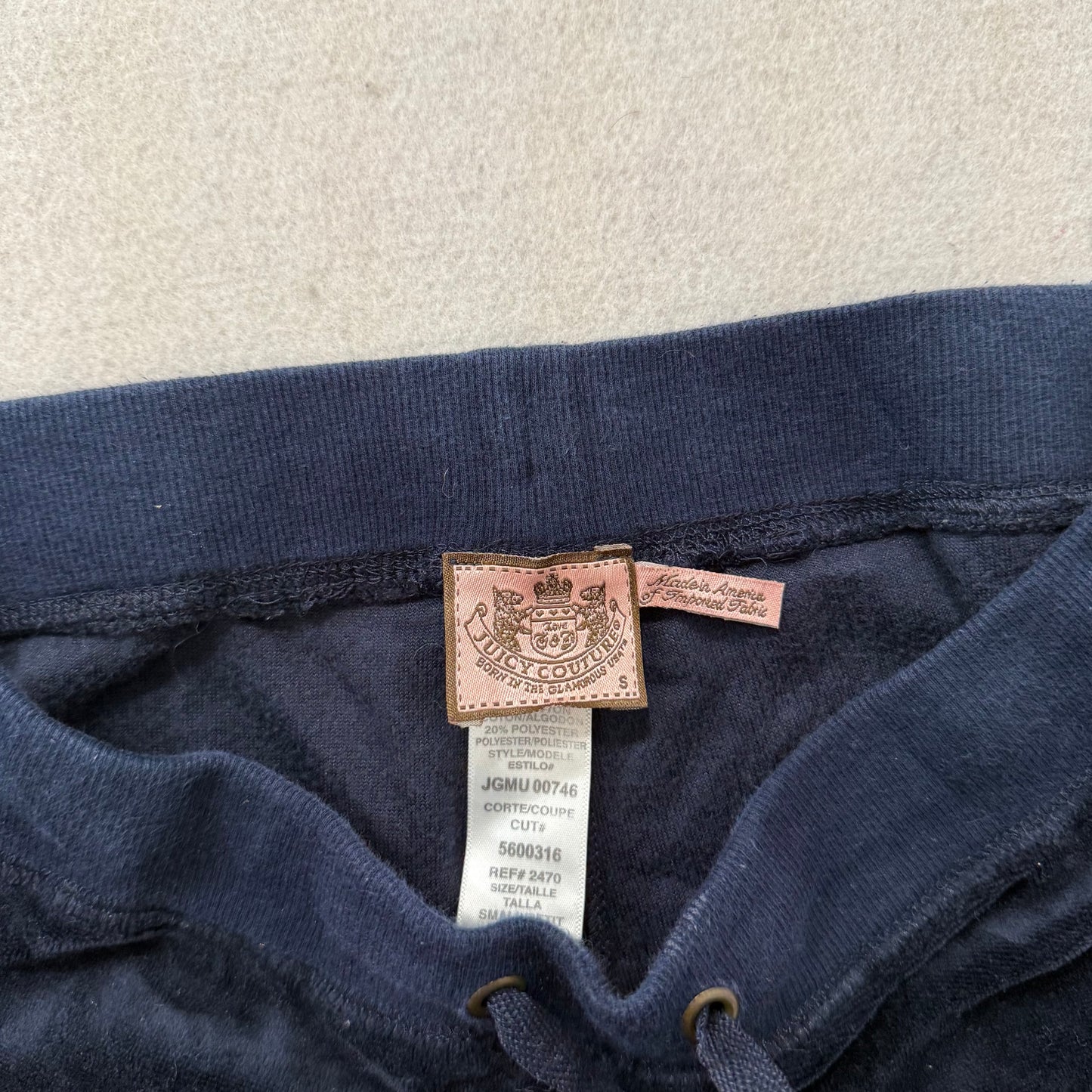 Vintage Juicy Couture Women's Navy Velour Flare Track Pant Loungewear Y2K Size S