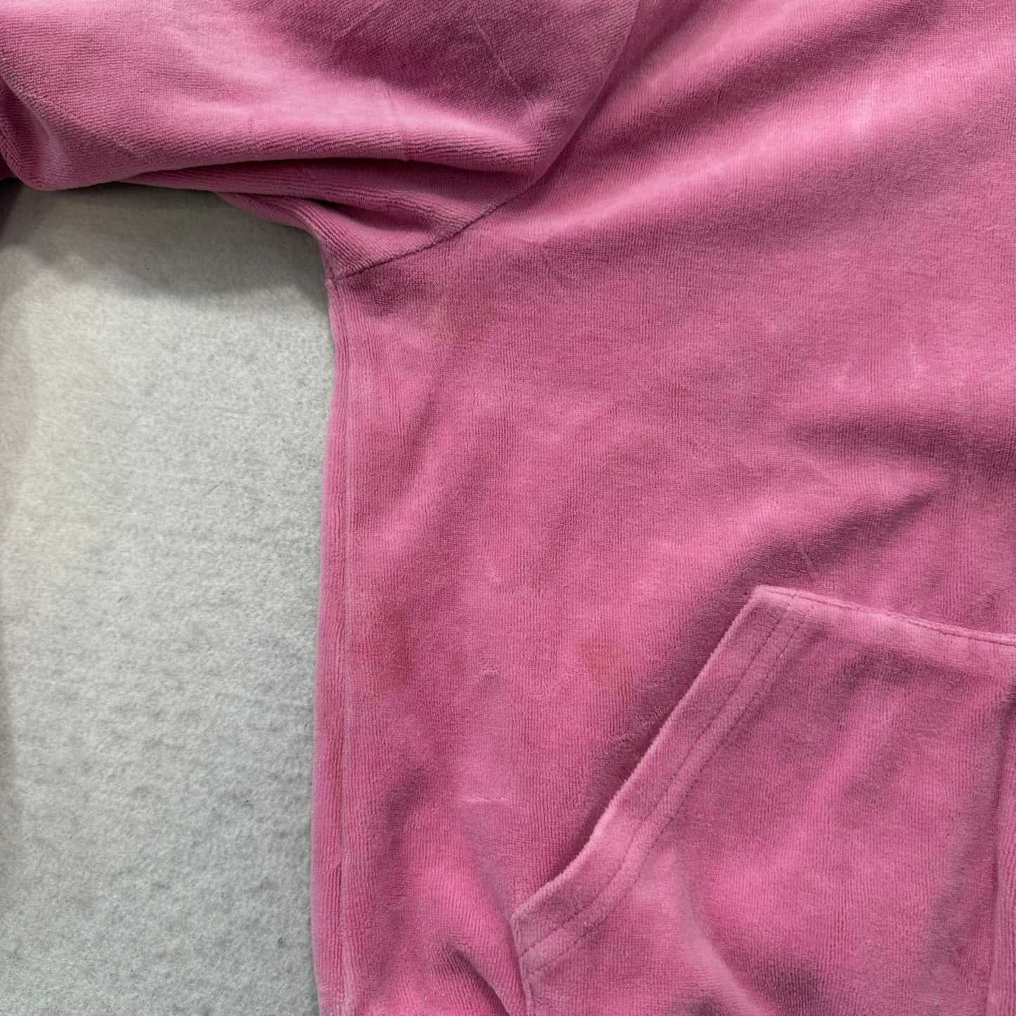 Juicy Couture Forever 21 Women Pink Velour Zip-Up Hoodie Rhinestones Logo Size M