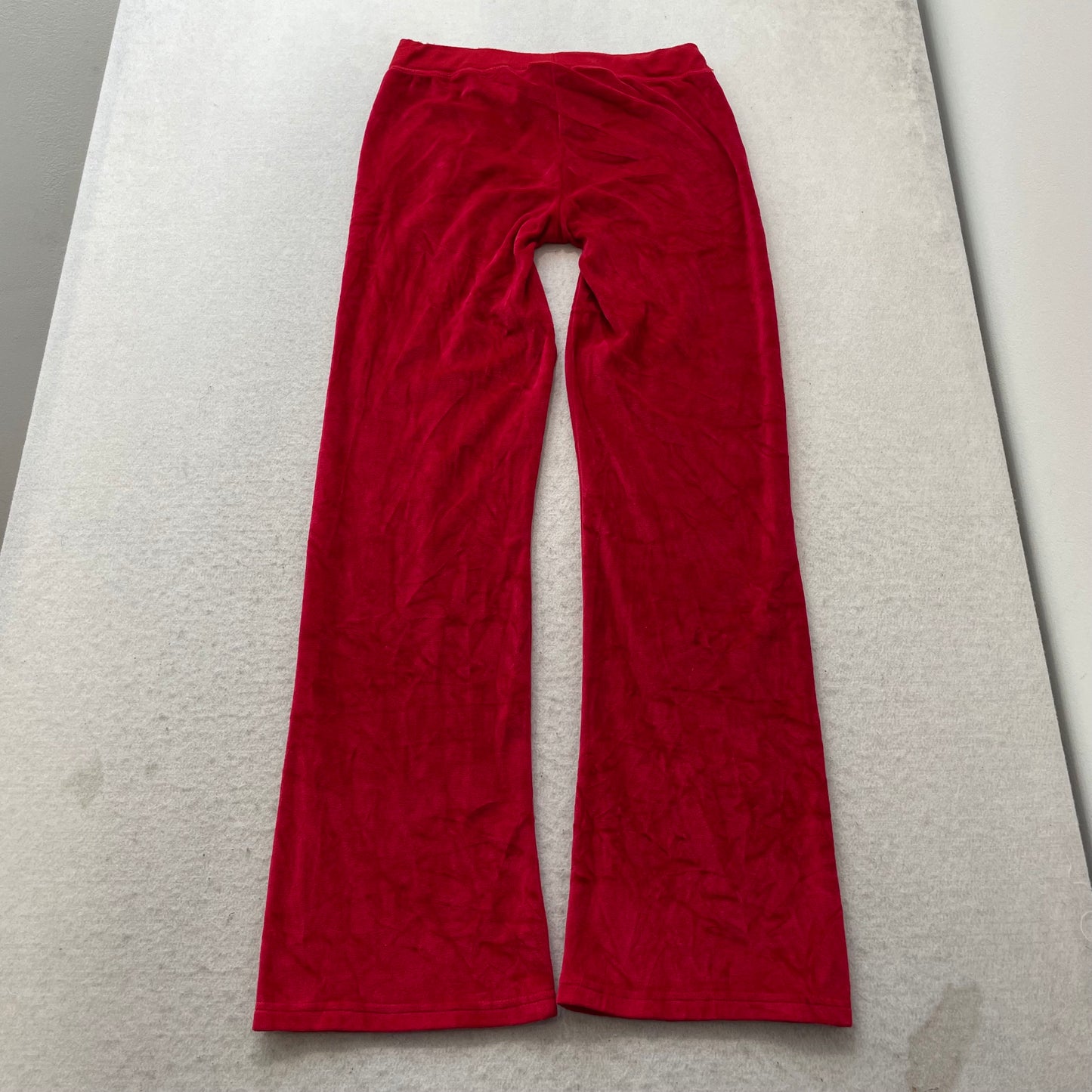 Juicy Couture Womens Red Velour Flared Leg Track Pants Loungewear Pockets Size M