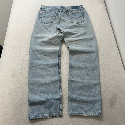 Levi's Men's Blue Light Wash Denim Baggy Jeans Button Fly Distressed Size 34