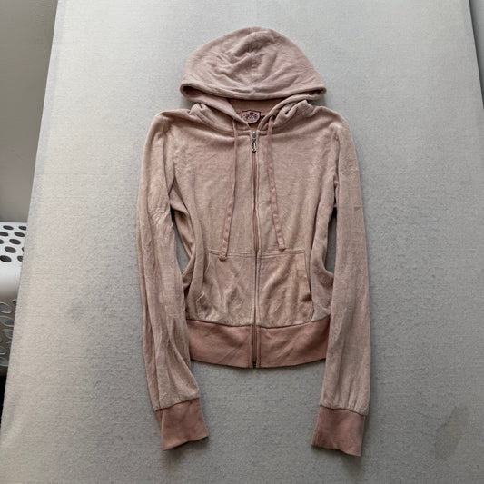 Juicy Couture Womens Dusty Rose Tracksuit Set Zip Up Hoodie & Flared Pant Size S