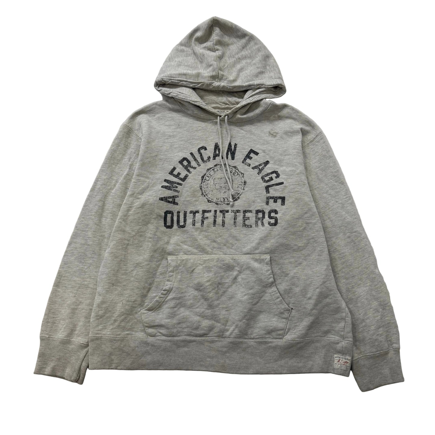 American Eagle Outfitters Men's Light Gray Cotton Pullover Hoodie Logo Size L