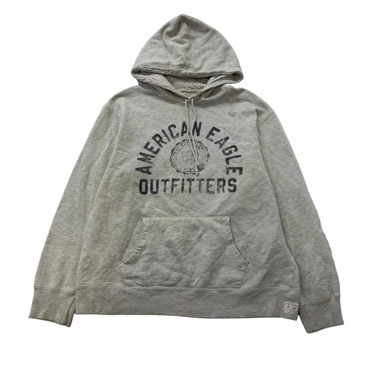 American Eagle Outfitters Men's Light Gray Cotton Pullover Hoodie Logo Size L