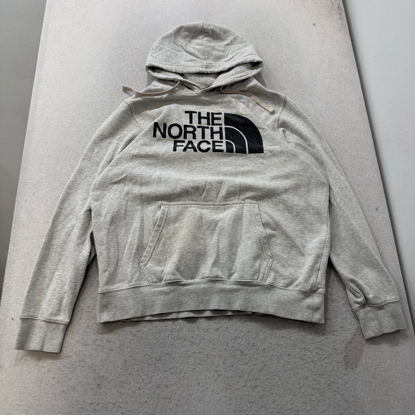 The North Face Men's Heather Gray Fleece Pullover Hoodie Drawstring Logo Size L