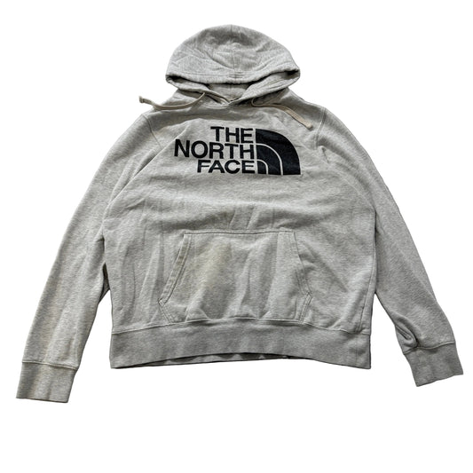 The North Face Men's Heather Gray Fleece Pullover Hoodie Drawstring Logo Size L