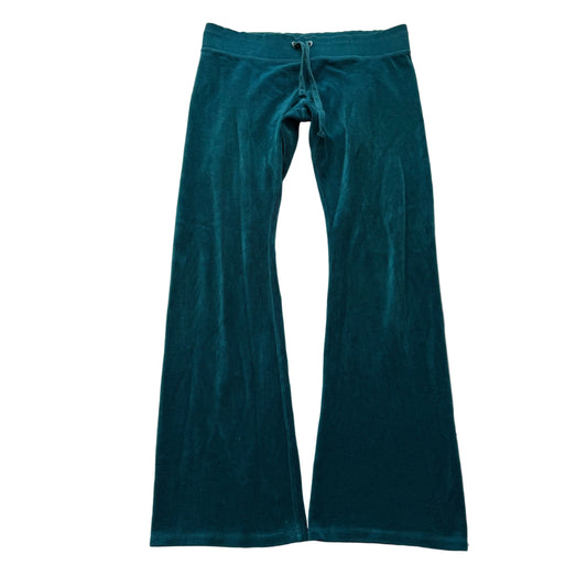 Juicy Couture Women's Peacock Blue Velour Flared Track Pant Loungewear Size M