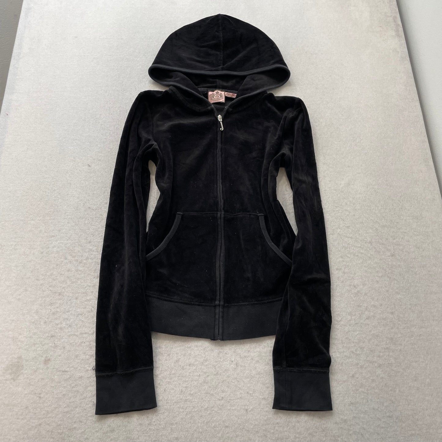 Juicy Couture Women's Black Velour Tracksuit Set Glitter Graphic Logo Y2k Size M