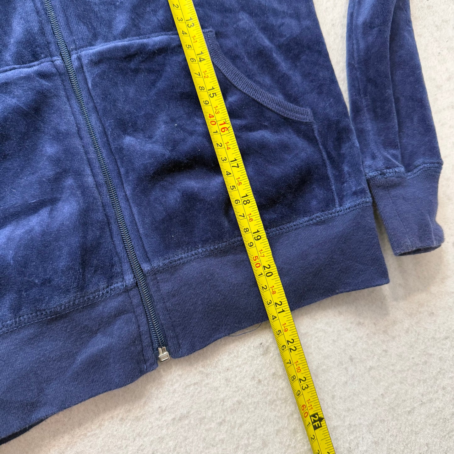 Vintage Juicy Couture Scottie Dogs Women's Navy Velour Hoodie Rhinestone Size S