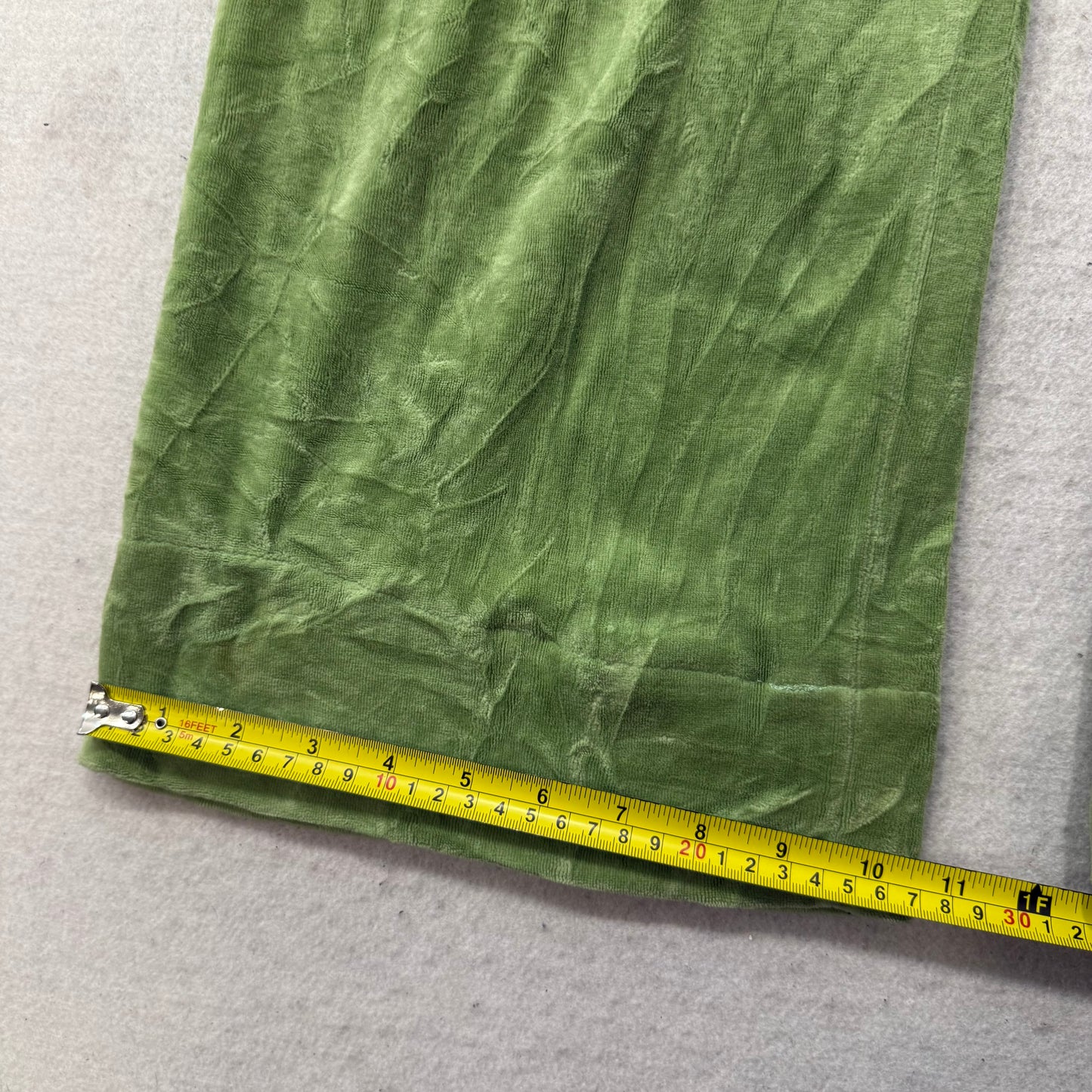 Vintage Juicy Couture Women Apple Green Velour Flared Track Pant Low Rise Size L