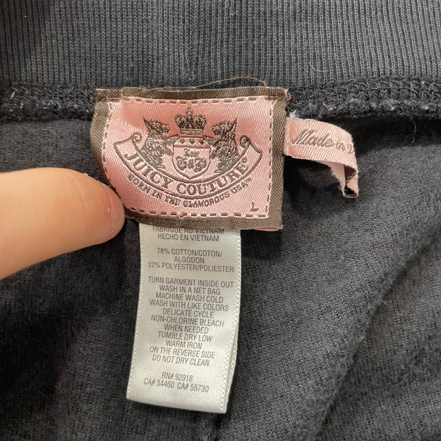 Vintage Juicy Couture Women's Black Velour Tracksuit Set Hoodie & Pant Size L