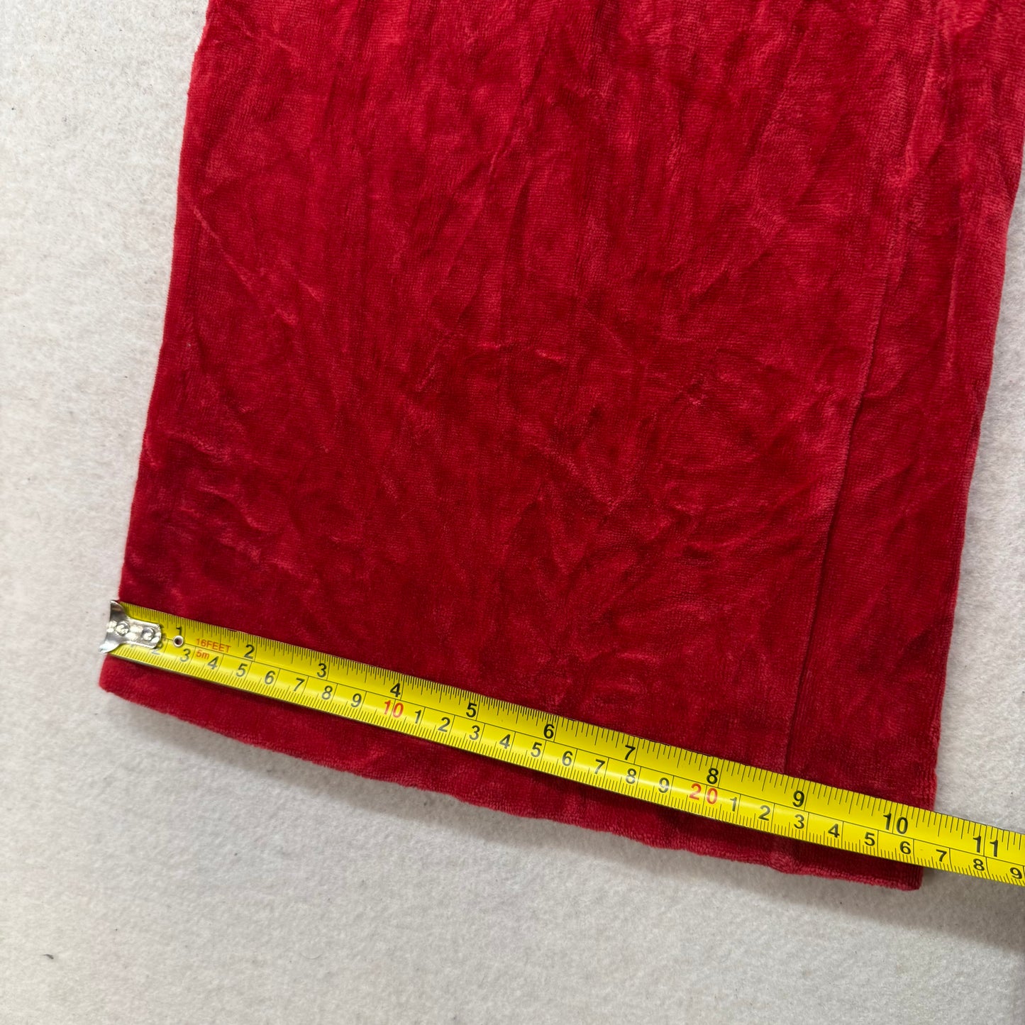 Vintage Juicy Couture Women's Red Velour Flared Track Pant Crown Logo Size L